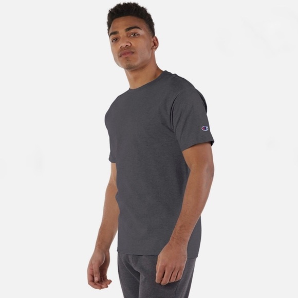 Champion Men's T Shirt Crew Neck Short Sleeve C Logo Unisex Charcoal Gray XL - Picture 3 of 16